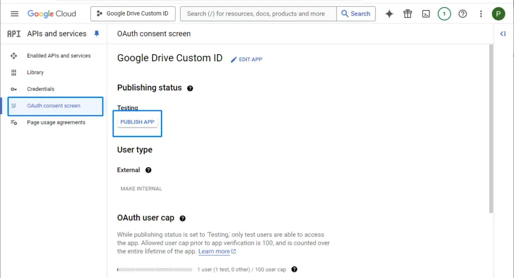 Publish the OAuth app