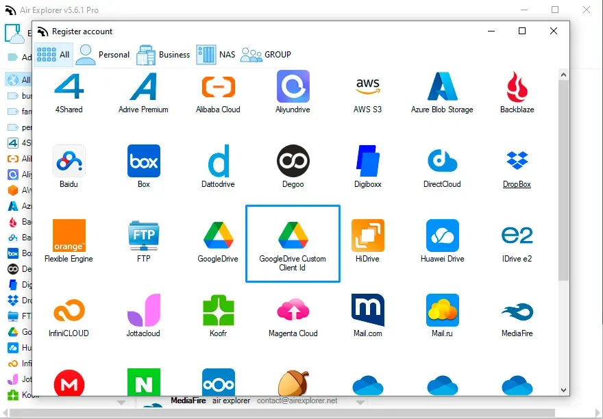 Choose Google Drive custom Client ID