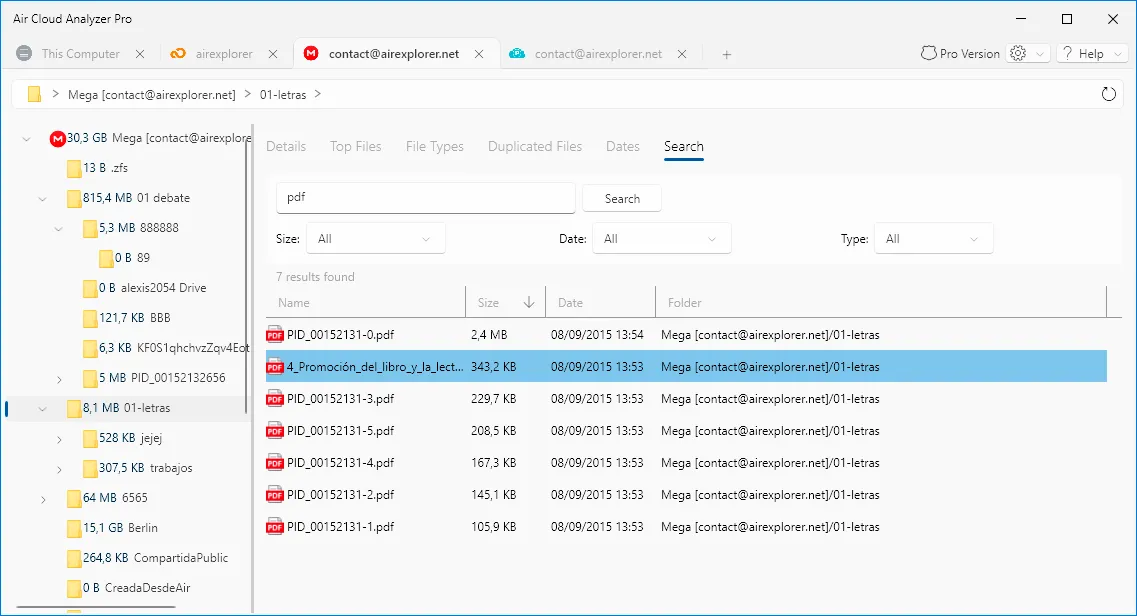 Search results for PDF files in Air Cloud Analyzer